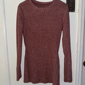 SHEIN Mauve Long Ribbed Knit Top